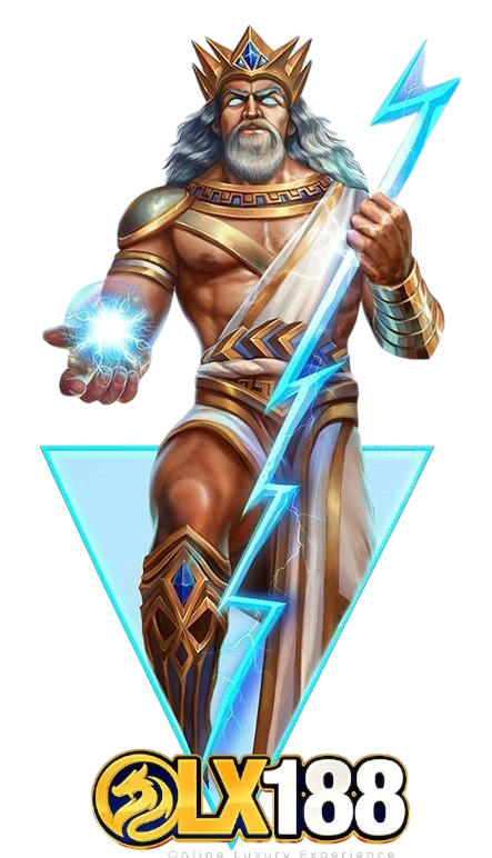 Dewa Zeus memegang petir sebagai ilustrasi permainan slot di OLX188